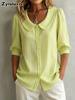 New Summer Striped Ruffle Collar Button-Down Shirt for Women