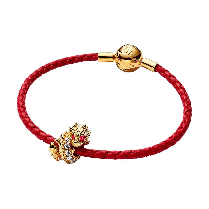 Pandora Little Golden Dragon Story Chain Bracelet Women bracelet Red ZT2493 Box,17.5