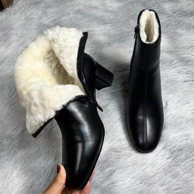 Women's padded plus size fur winter warm snow boots waterproof ankle boots non-slip hiking mountaineering sports cotton Martin boots