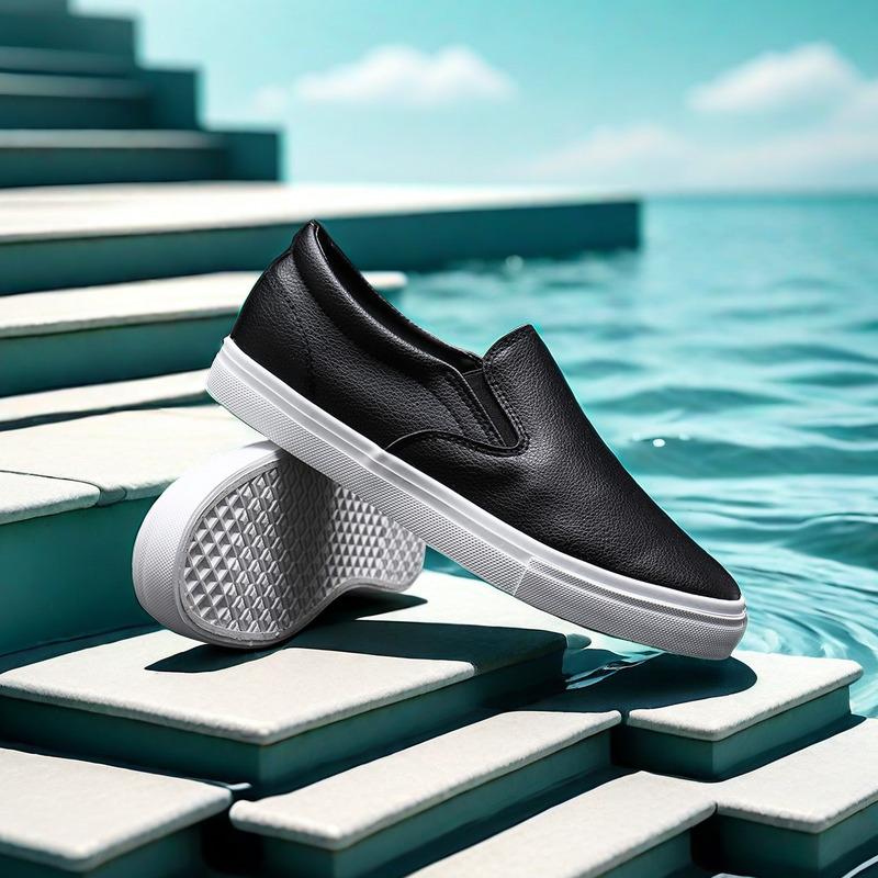 Męskie miękkie skórzane wsuwane mokasyny, casualowe sneakersy, antypoślizgowe obuwie do jazdy, wygodne szare buty na płaskiej podeszwie do noszenia na co dzień