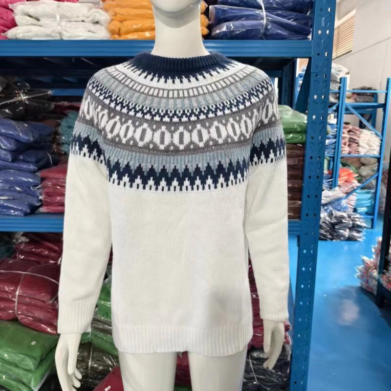 Womens Oversized Round Neck Knit Sweater With Color Block Design Loose Fit Pullover 2025