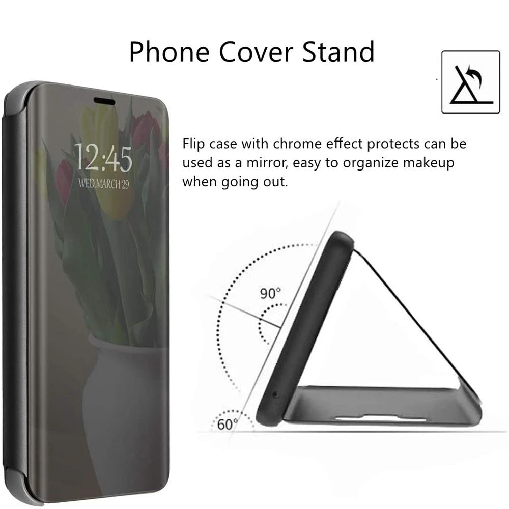 Luksus Smart Etui til Samsung Galaxy A57 A56 A37 A17 A55 A54 A34 A15 A53 A34 A33 A14 A73 Spejl Læder Smart Flip Stand Cover