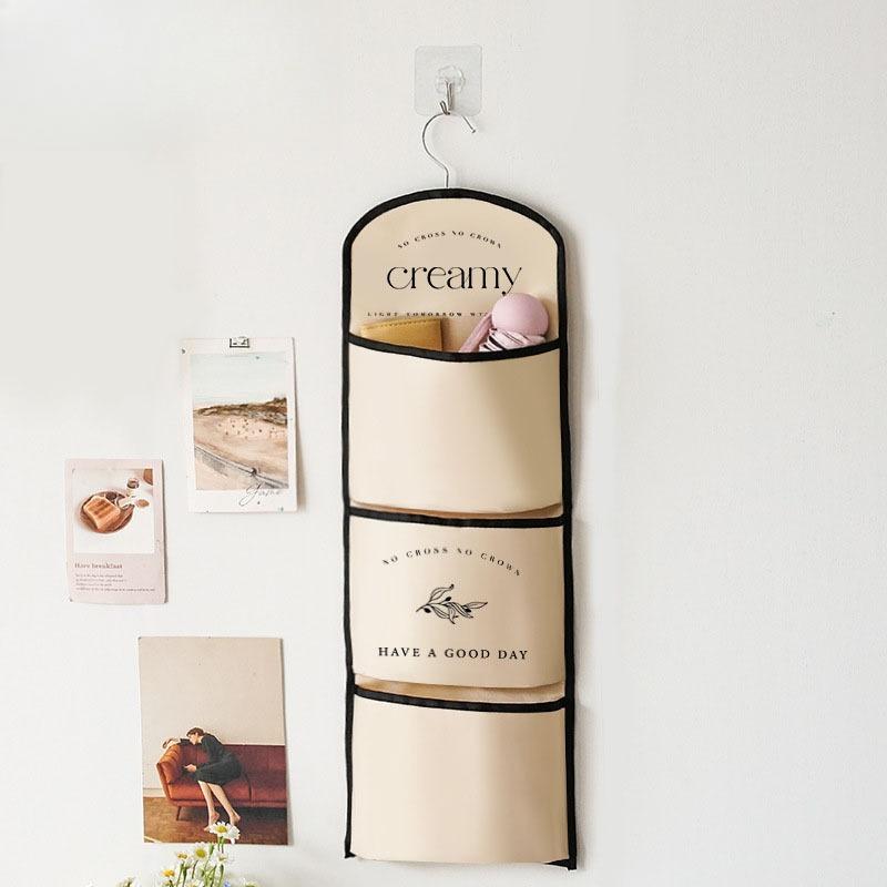 

Креативная настенная сумка для хранения с 3/7 карманами, атласный органайзер с крючками для ключей и всякой всячины, многоцелевые подвесные сумки для домашнего декора бежевый