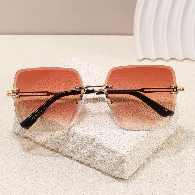 Rimless Cut Edge Sunglasses Women Square Shape Anti-reflective Man Sun Glass Driving Fishing Sun Glasses Women
