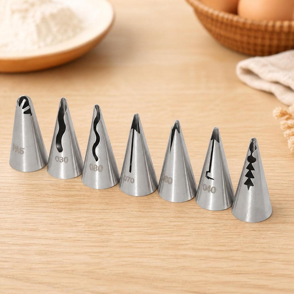 7 Pieces Ruffle Icing Nozzle Food-Grade Stainless Steel Piping Tip