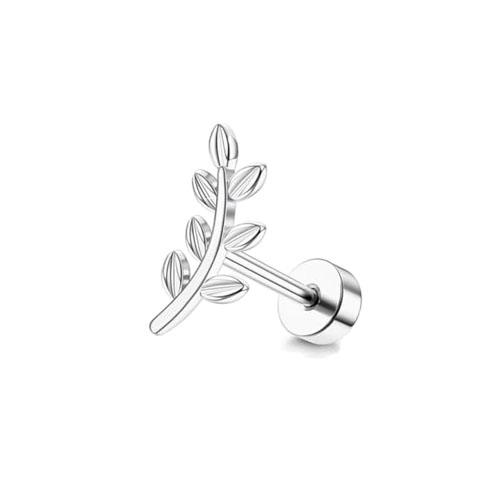 Drperfect Cartilage Earring Stainless Steel Helix Opal CZ Stud Earrings for Women Butterfly Flat Back Cartilage Piercing Jewelry