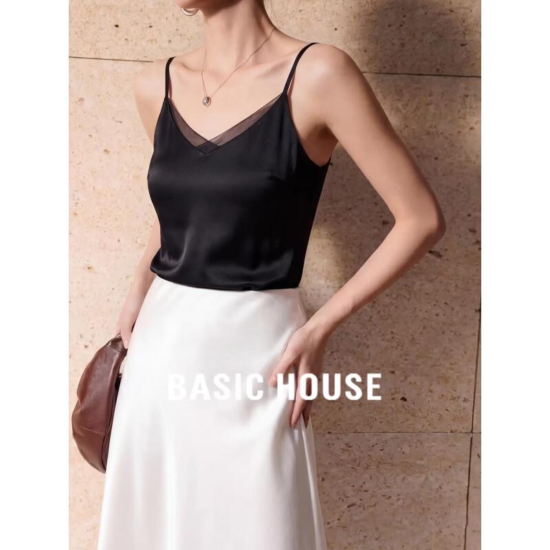 Basic House Women s Satin Mesh Camisole Top L