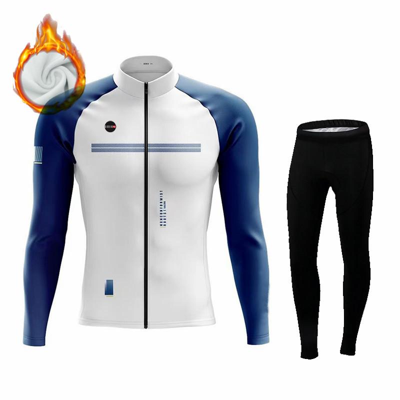 Men's Cycling Long Jackets Thermal Fleece Warm Lightweight Jerseys Camiseta Termica Hombre Invierno Winter Velvet Warm Cycling Clothing Suit Set