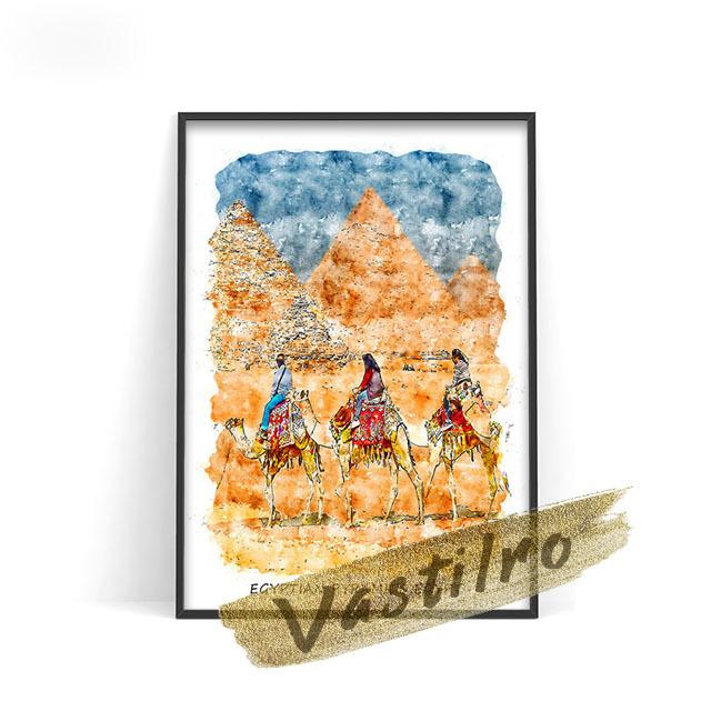 World City Tourism Krajina Akvarel Plakát Dubaj Amsterdam Monako Umělecká reprodukce