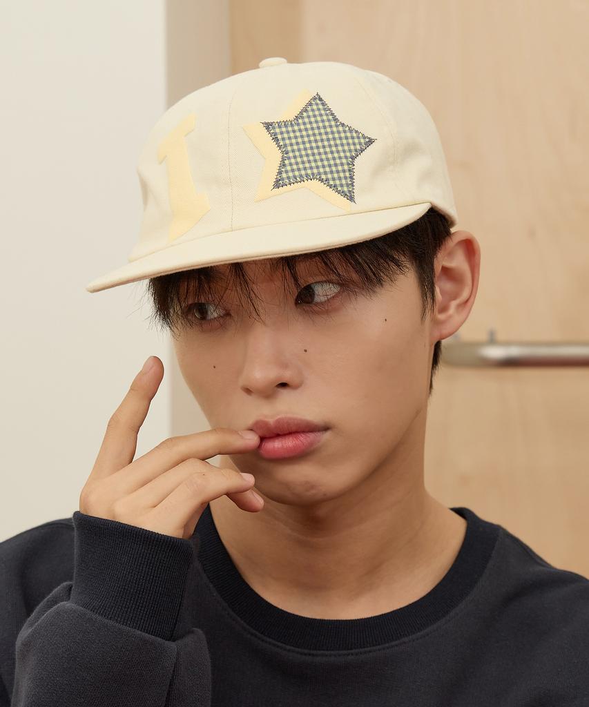WAIKEI Yk Check Applique Ball Cap Light Yellow