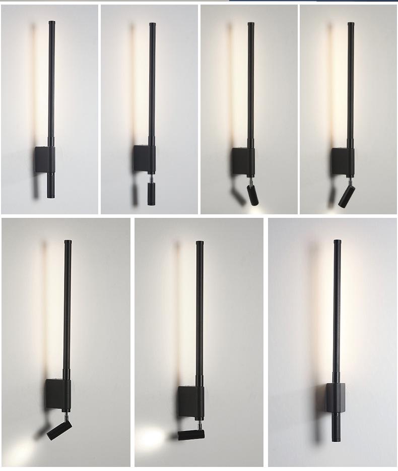 Nordic Minimalist Long Strip Bedside Wall Lamp with Eye-Protecting Reading Light and Switch for Hallways, Entrances, and Hotel Rooms