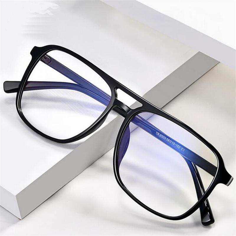 Big Frame Anti-Blue Light Square Finished Myopia Glasses Minus Lens Prescription Spectacle Diopter 0 -0.5 -0.75 -1.0 To -6.0