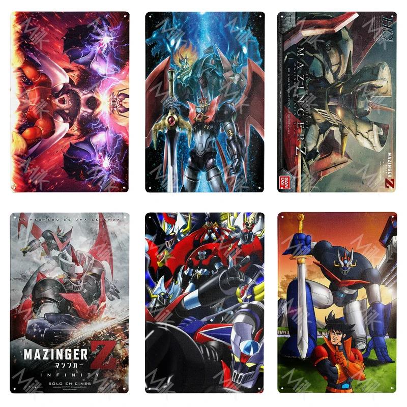 Anime Goldrake Goldorak Mazinger Z Metal Tin Sign Rectangle UFO Robot Grendizer Signs Plaque Bar Cafe Bedroom Wall Art Decor