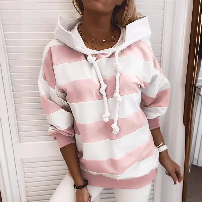 Damen Gestreiftes Langarm Herbst Sweatshirt - Dünnes Oberteil