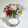 Yousheng Mini Glass Flower Figurine Handmade Faux Crystal Transparent Flower Bouquet Collectible Hand Blown Table Ornament for Mother's Day Birthday
