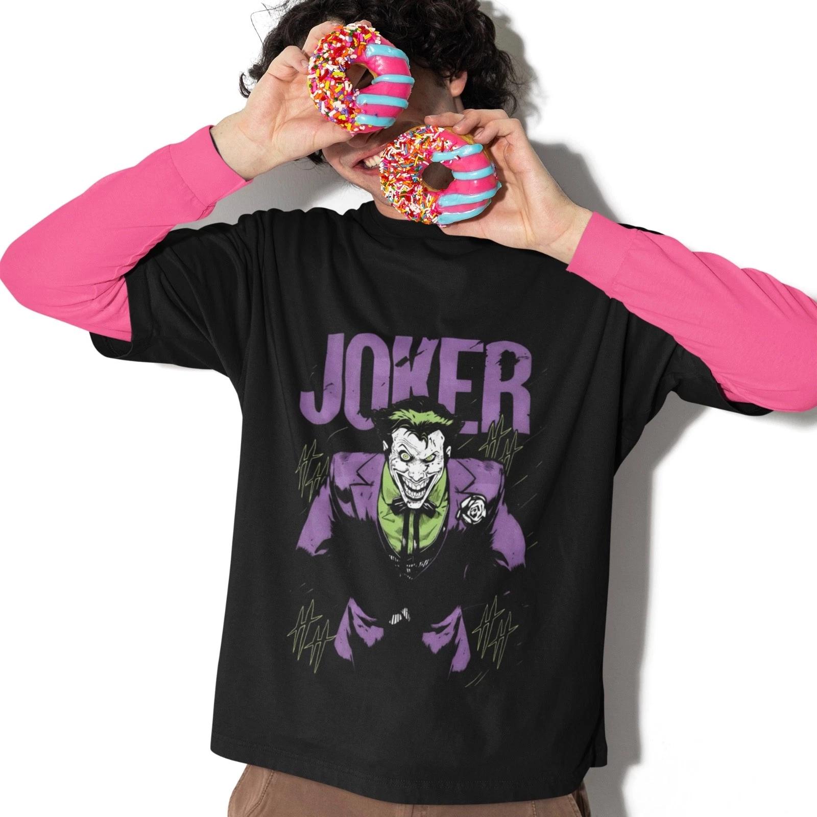 Joker Villain Graphic T Shirt Dark Comic Style Purple Green Unisex Tee M