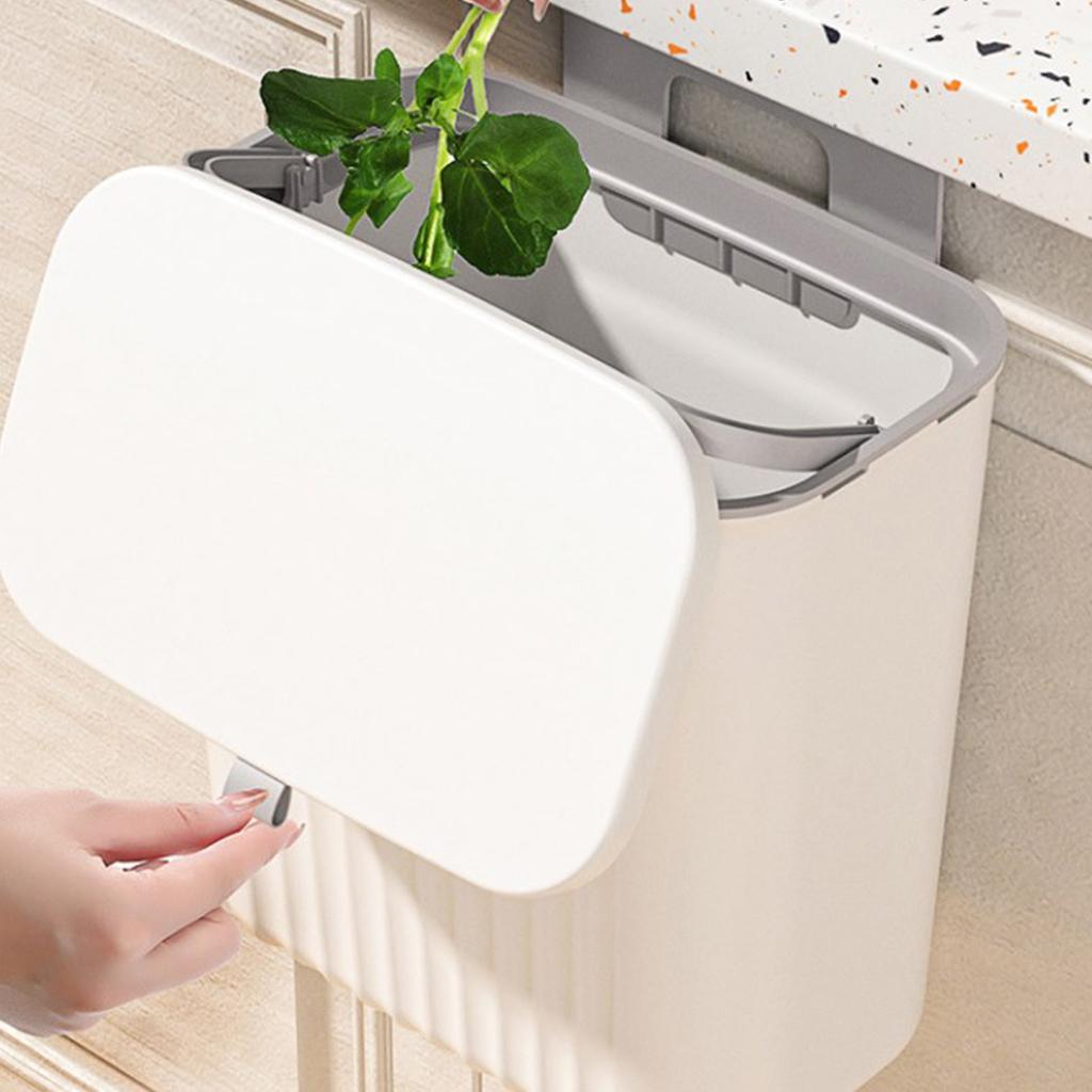 Wall Mounted Trash Can with Sliding Cover Home Kitchen Hanging Garbage Bin Rectangular Waste