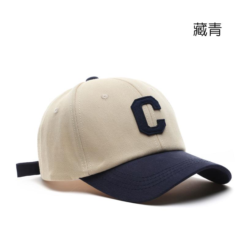 Japanese fashion retro simple letter patch splicing baseball cap outdoor travel sunscreen couple cap