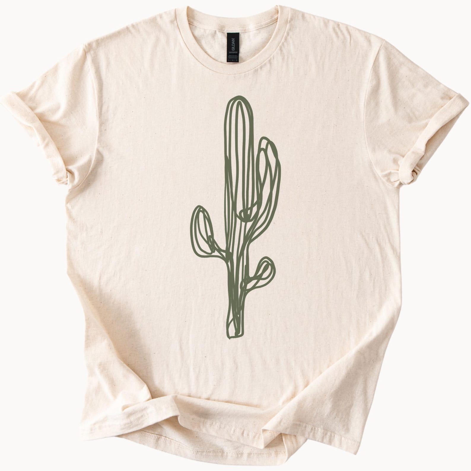 Desert Cactus Graphic Tee Trendy Plant Lover Shirt Southwestern Style TShirt Botanical Top Unique Cactus Design Clothing 120