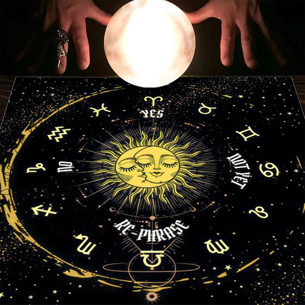 Tarot Card Tablecloth Altars Cloth Astrology Divinations Non-Slip Mat 12 Constellations Tablecloth Tapestry Home Decors
