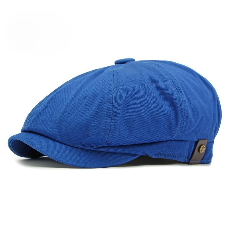 Vintage Octagonal Newsboy Cap for Men Women Retro Plain Solid Color Baker Boy Beret British Cabbie Flat Ivy Cap Side Button Accent