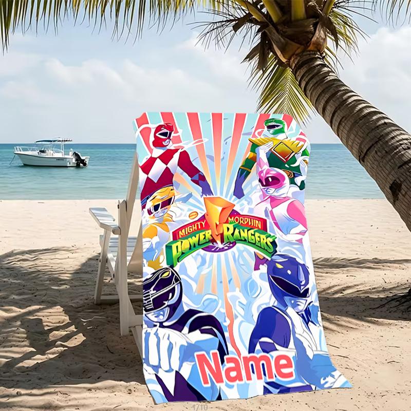 Customizable personalized beach towels Mighty Morphin Power Rangers themed designs.Suitable for the beach, yoga, sports;ideal as beach accessories