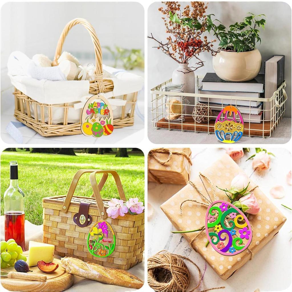 DIY Wooden Easter Egg Pendant Party Decorations