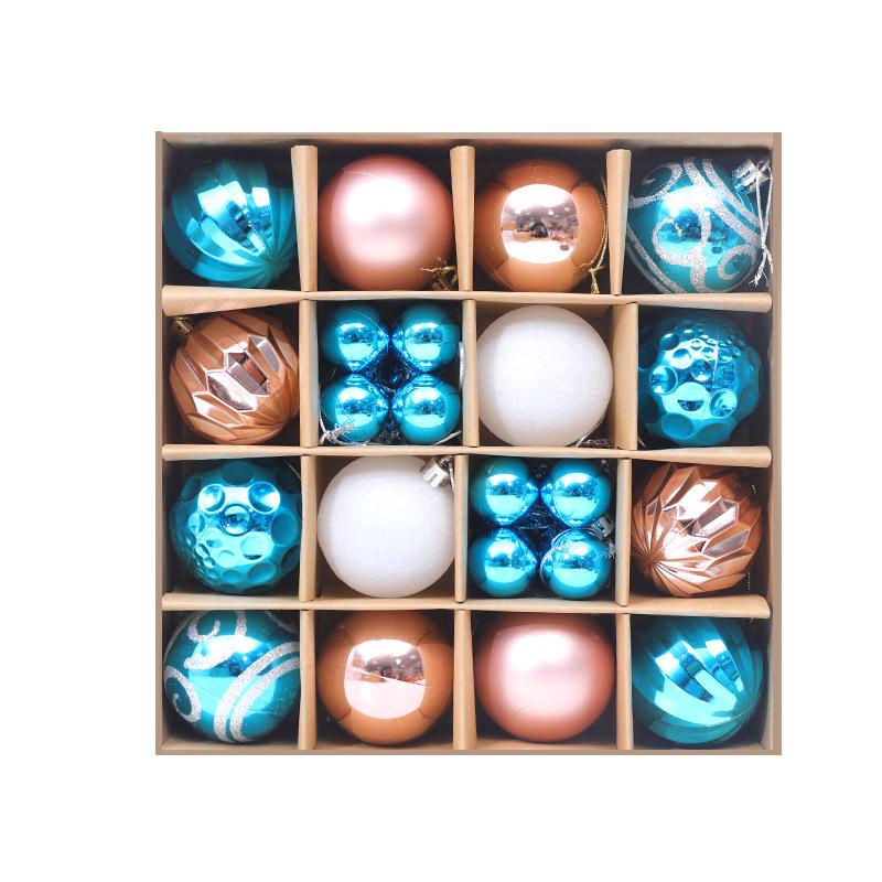 6cm Electroplated Pink Christmas Ball Ornaments - 16 Piece Set with Snowflakes