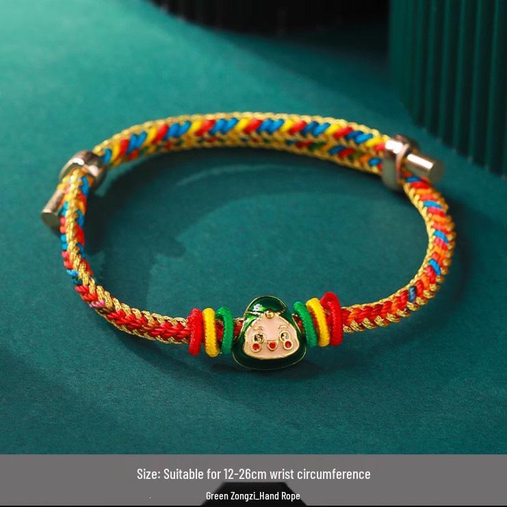Five-Colored Dragon Boat Festival Zongzi Bracelet - Handmade Red Rope for Men, Women, Children, Baby Gifts
