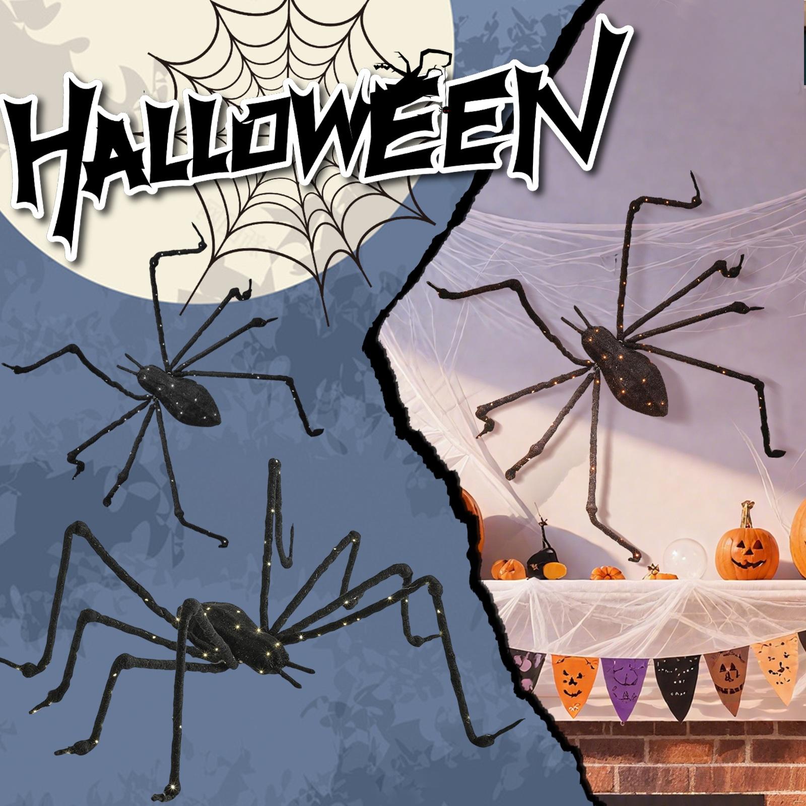 

Halloween Spider Decoration With Light Strip Holiday Horror Atmosphere Decoration Props One Size