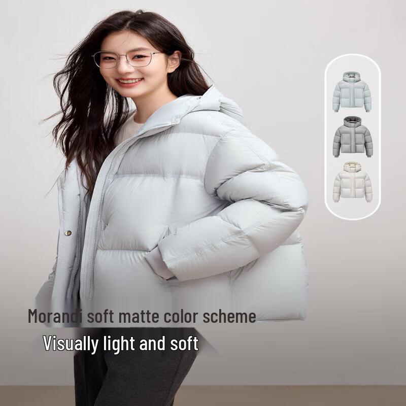 Yalu Damen Stilvolle Kapuzen-Kurz-Puffer-Daunenjacke