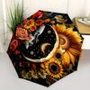 1pc Sunflower Art Pattern Beautiful Looking Automatic Folding Umbrella, 3 Folding, 8 Pole Frame Design, Durable and Suitable for Travel and