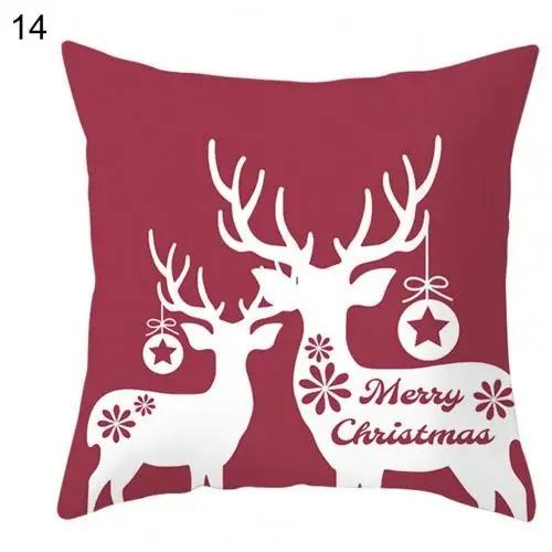 Christmas Themed Throw Pillow Cover With Short Plush Print Living Room Sofa Decoration Cushion Cover Pillow Covers Decorative