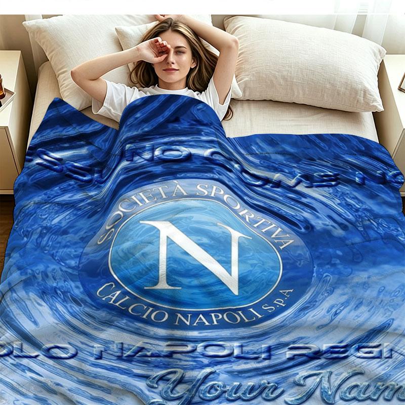 1PC SSC Napoli Custom Name Patterned Flannel Blanket Suitable For All Seasons for Home Decor Warmth and Comfort Gifts Holiday Present