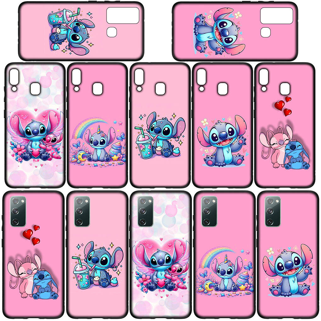 Phone Case for iPhone 17 16 15 Plus X 16E Huawei P30 P20 Lite Redmi Note 14 12 11 13 Pro Max OPPO A60 A80 A40 A18 A38 Blue Lilo Cute Stitch Pink Cover