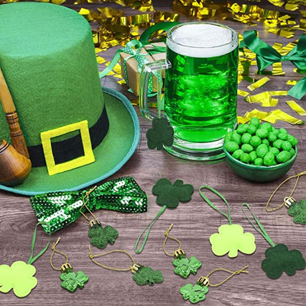 12 Pieces St Patricks Day Decorations Small Ornaments Props Festival Themed Adornments Cloth Hanging Felt for Scene Layout Use