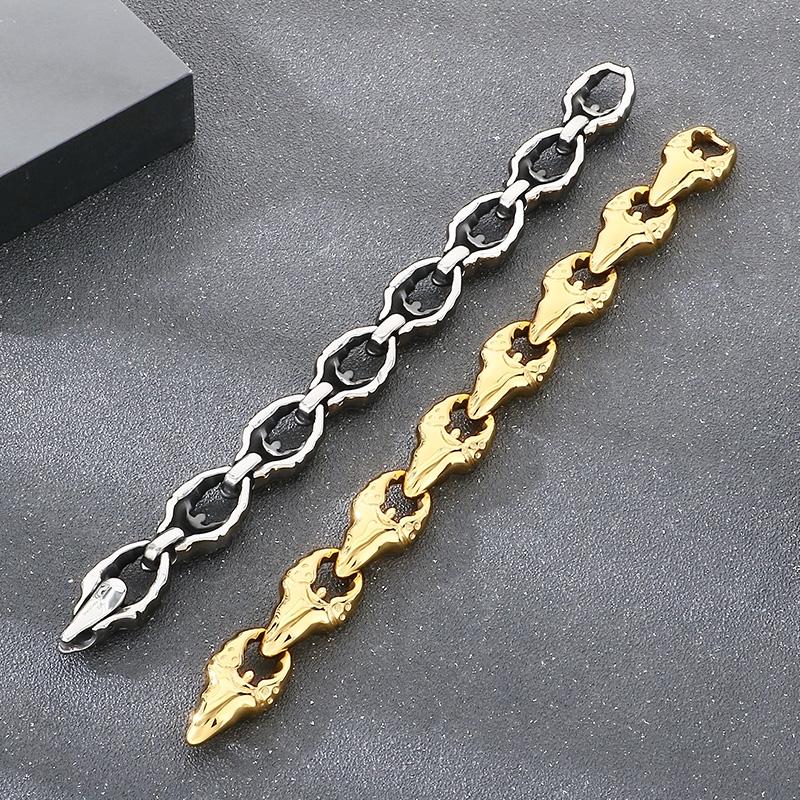 18mm Solid Stainless Steel Crab Claw Bracelet Men‘s Distinctive Polished Gold Color Jewelry Kpop Demon Hunter Accessories
