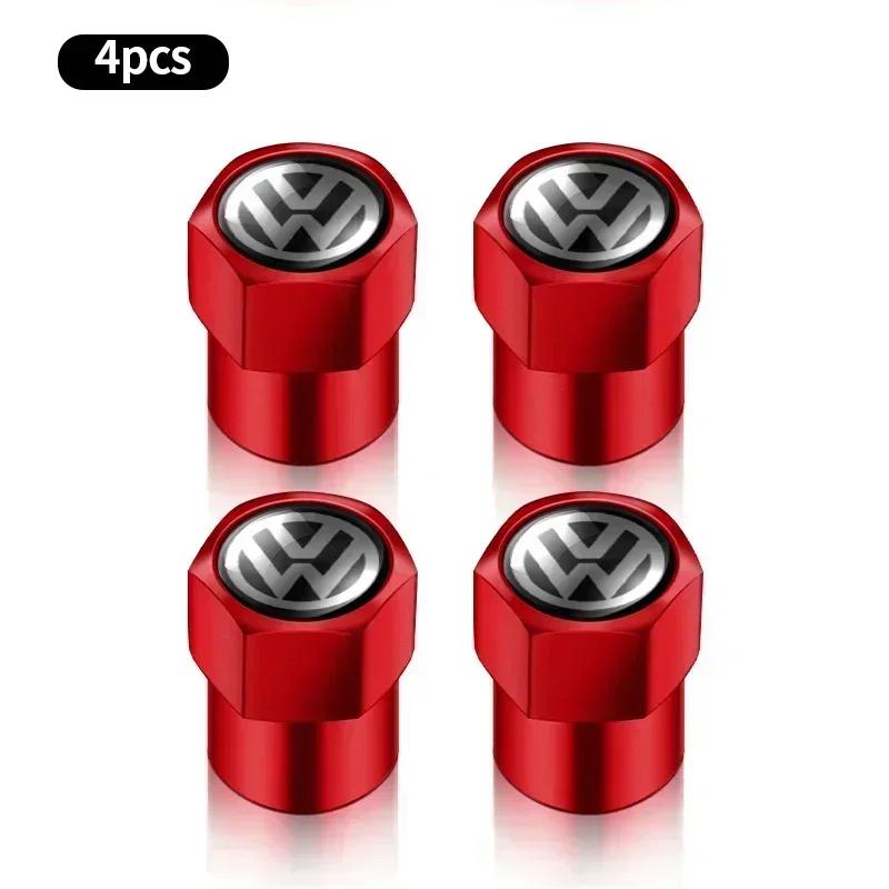 For VW 4PCS Aluminum Alloy Car Wheel Tire Valve Caps For Volkswagen VW GTI R Line R32 Touareg Passat Polo Jetta MK4 Auto Accessories