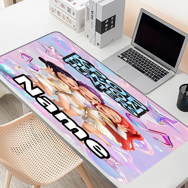 Custom Name Personalized KPop Demon Hunters Pattern Mousepad, Laptop PC Desk Mat, Decorative Desk Mat for Home Keyboard Pad Gift