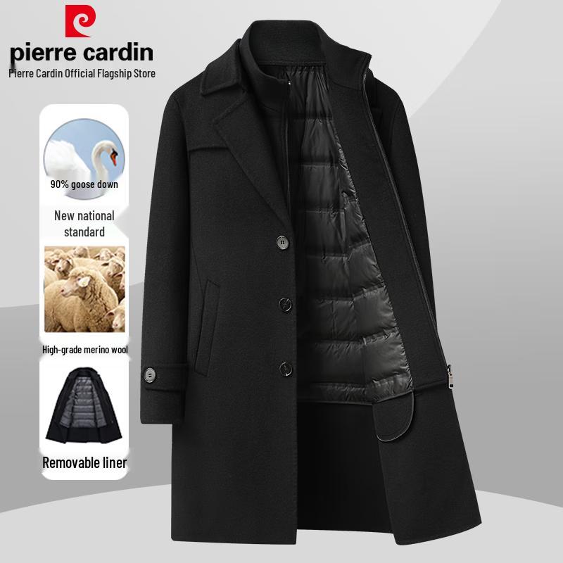 Pierre Cardin Men's Detachable Goose Down Wool Coat
