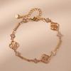 Women Fashion Gold Plated Geometric Hollow Flower Zircon Bracelet