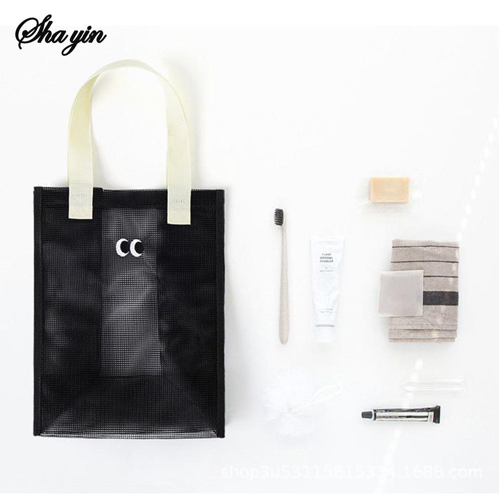 Big Eyed Breathable Mesh Tote Bag for Leisure Travel, Hand-held Beach Bag for Washing and Storage, Large Capacity Tote Bag