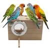 Wooden Parrot Breeding Box with Transparent Window Bite Resistant Removable Bird Nest House Breeding Cage for Parakeet Lovebird