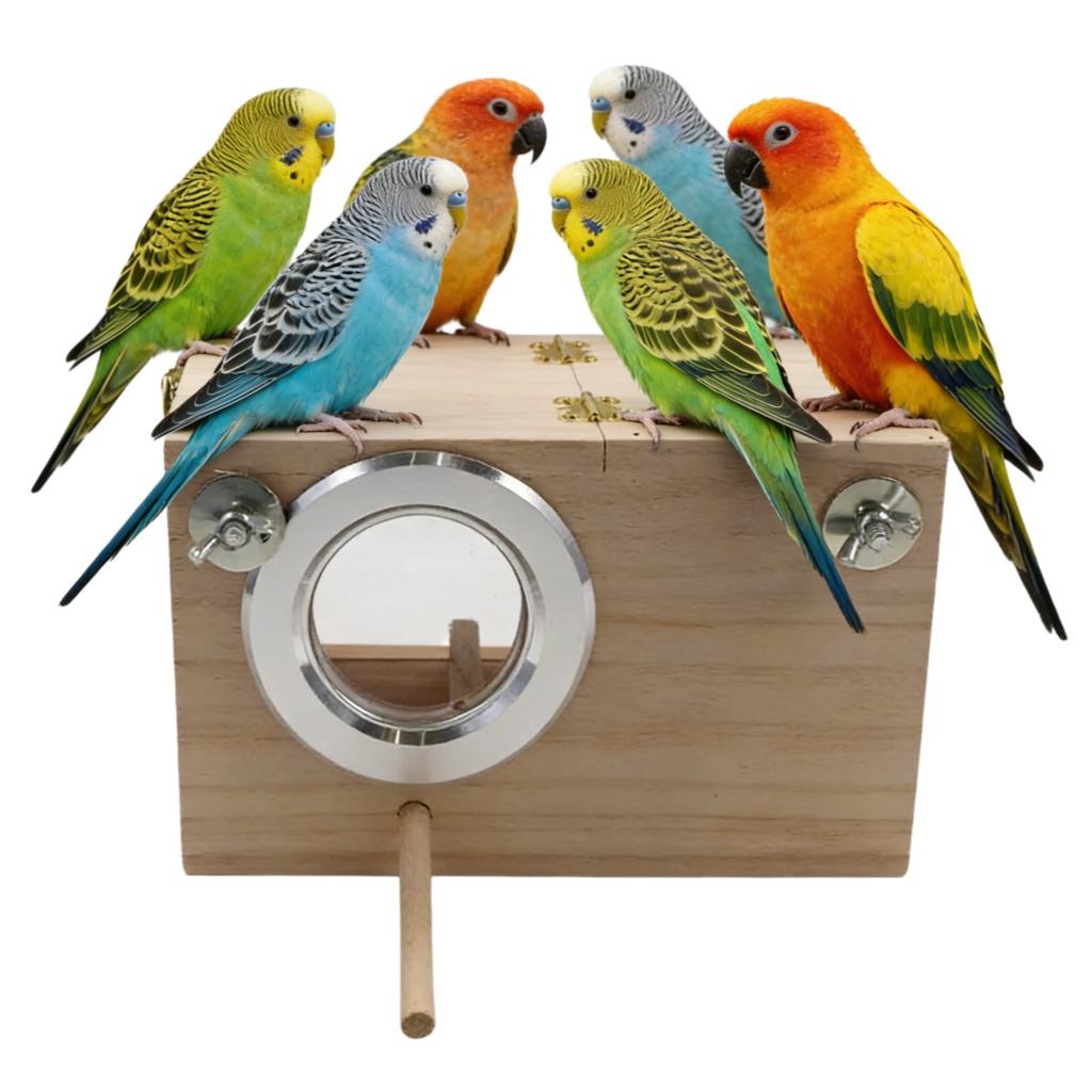 Wooden Parrot Breeding Box with Transparent Window Bite Resistant Removable Bird Nest House Breeding Cage for Parakeet Lovebird
