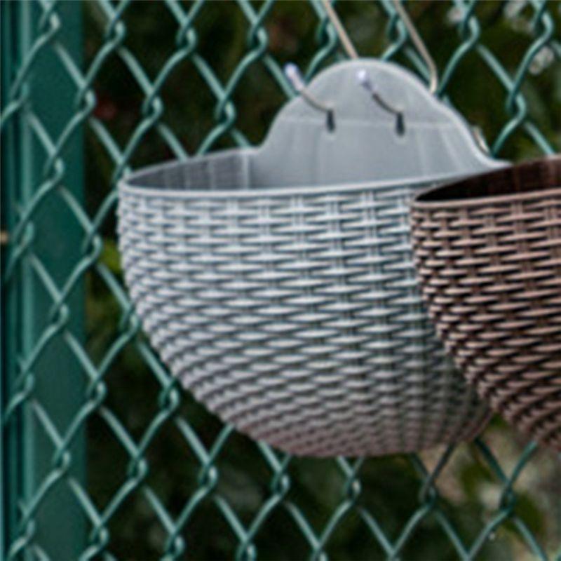 AEE4-Wall Flower Pots Wall-Mounted Flower Pots Semi-Circular Fence Flower Pots With Drainage Hooks