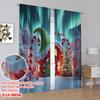 2pcs,2D Plane Printing Curtain Fabric Christmas Red Truck Versatile 100% Polyester (without Rod) Art Deco Festive Use for Living