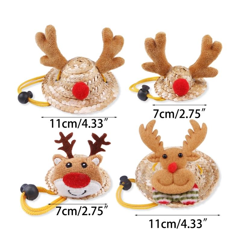 Stroh Elch Kopfschmuck Hut für Weihnachten Neujahrsgeschenk Cosplay Zubehör Kostüm Elch Hut Requisiten Kopfschmuck