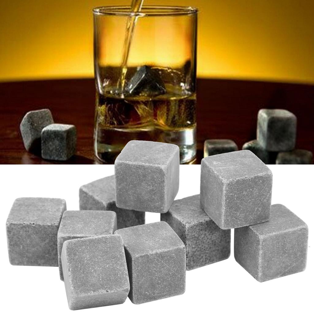 2Set 9pcs Set Whiskey Stones Sipping Ice Cubes Cooler Reusable Wine Drinks Cooler Stones