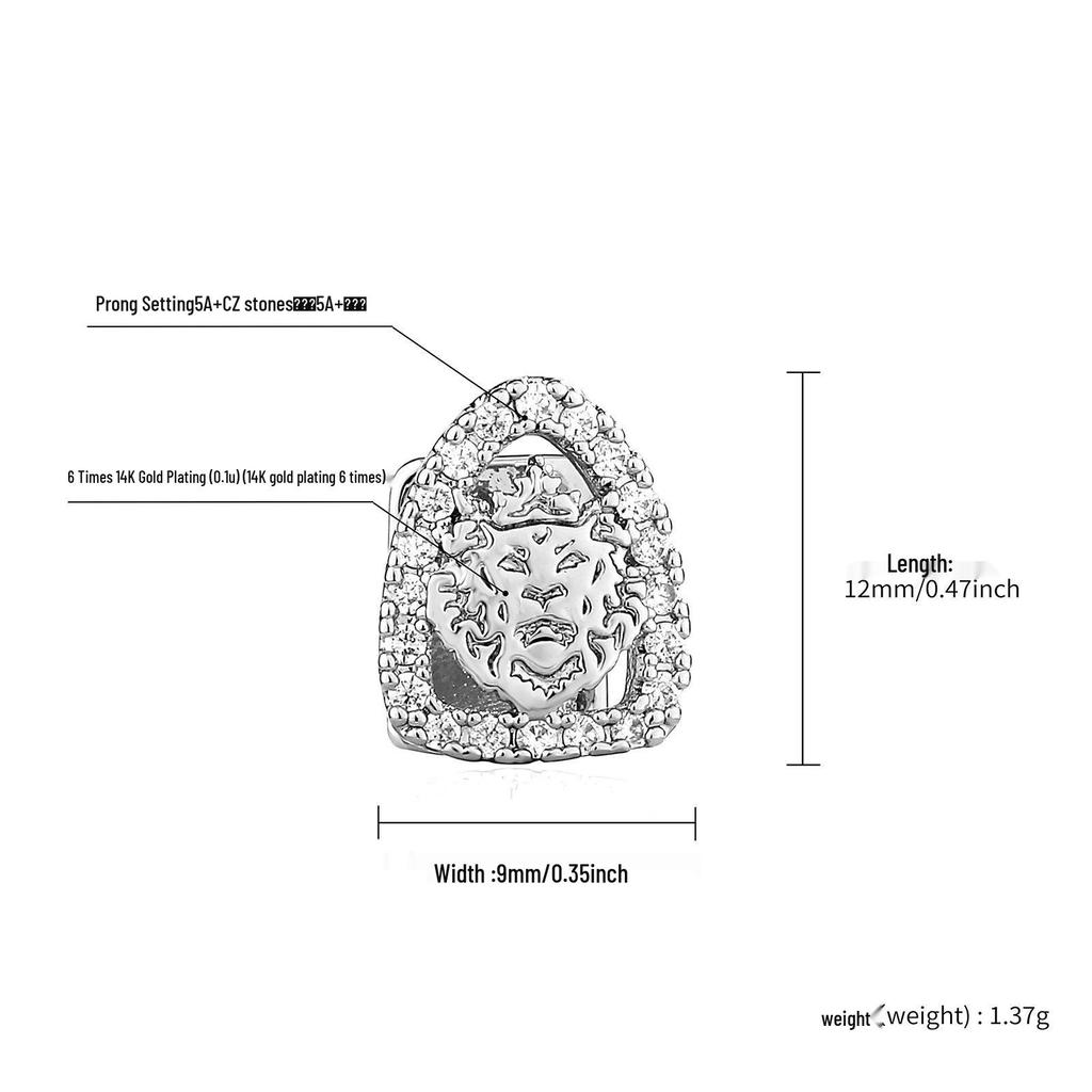 Fashion Lion Carved Gold Tooth Hip-Hop Grillz for Men and Women