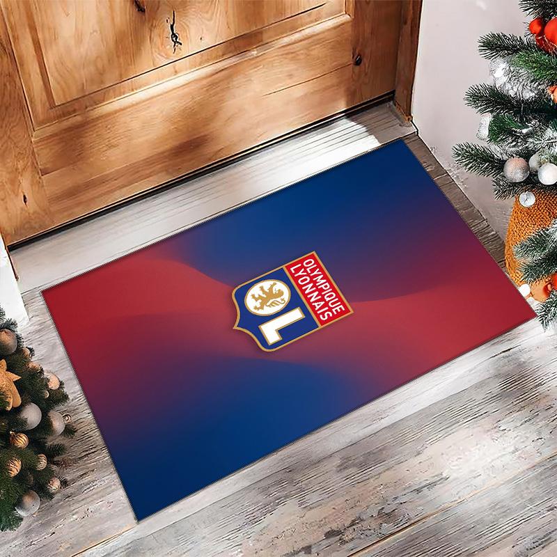 Lyon FC Soccer Football Pattern Soft Area Rug Non Slip Indoor Floor Carpet Sports Decor Mat for Bedroom